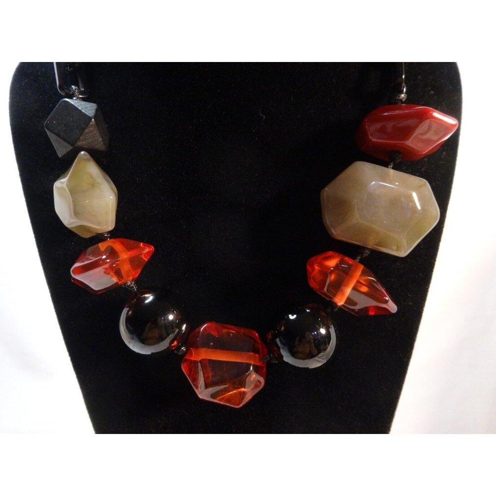 SUPER CHUNKY Lucite Assymetric Stones‎ Chain Back NECKLACE Adjustable 22"